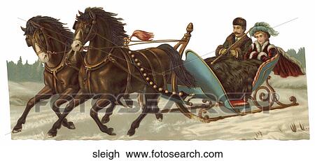 Victorian Die Cut Illustration of a Sleigh View Large Illustration Drawing - Victorian Die Cut Illustration of a Sleigh. Fotosearch