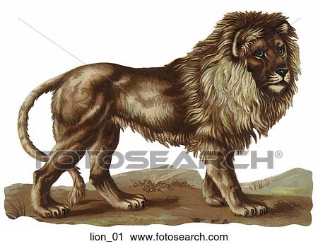 Clip Art - Victorian Die Cut Illustration of a Lion. Fotosearch