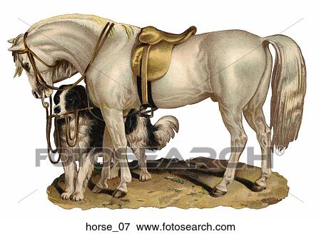 Victorian Die Cut Illustration of a Horse and Dog View Large Illustration Stock Illustration - Victorian Die Cut Illustration of a Horse and Dog. Fotosearch