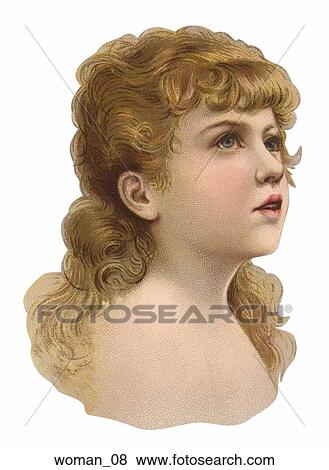 Stock Illustration - Victorian Die Cut Illustration of a Young Woman. Fotosearch