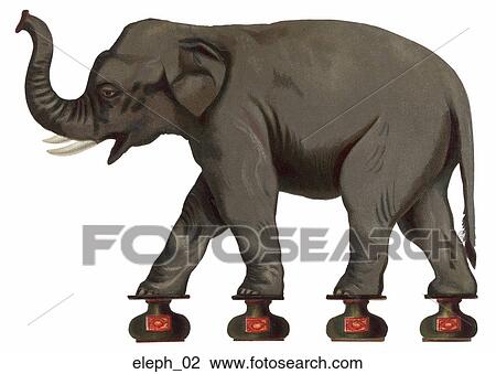 Victorian Die Cut Illustration of an Elephant View Large Illustration Drawing - Victorian Die Cut Illustration of an Elephant. Fotosearch