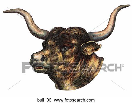 Victorian Die Cut Illustration of an Ox Head View Large Illustration Drawing - Victorian Die Cut Illustration of an Ox Head. Fotosearch