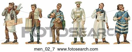 Stock Illustration - Victorian Die Cut Illustrations of Various Types of Workers. Fotosearch