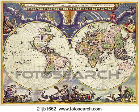 world, maps, antique maps, 1680, 1520, antique View Large Illustration Drawing - world, maps, antique maps, 1680, 1520, antique. Fotosearch