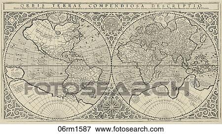Stock Illustration - world, maps, antique maps, 1680, 1520, antique. Fotosearch
