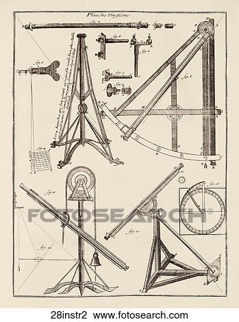 Drawing - Antique Illustration (copper engraving) of Astronomical Instruments, 1752. Fotosearch