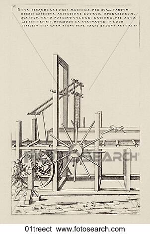 Antique Illustration of a Sixteenth Century Machine for Cutting Trees, 1578 View Large Illustration Stock Illustration - Antique Illustration of a Sixteenth Century Machine for Cutting Trees, 1578. Fotosearch