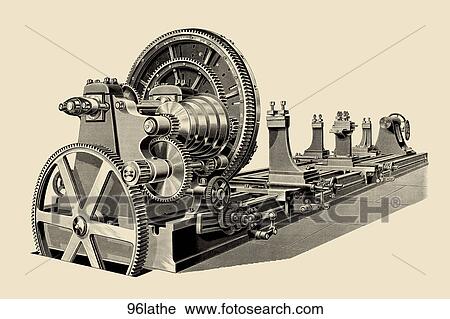 Antique Illustration (wood engraving) of a Slide and Screw-Cutting Lathe, 1891 View Large Illustration Clip Art - Antique Illustration (wood engraving) of a Slide and Screw-Cutting Lathe, 1891. Fotosearch