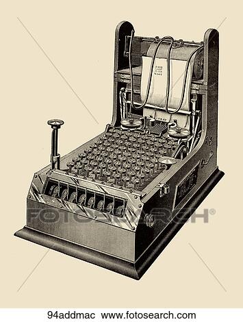 Antique Illustration (wood engraving) of an Adding Machine, "The Comptograph"., 1891 View Large Illustration Clipart - Antique Illustration (wood engraving) of an Adding Machine, "The Comptograph"., 1891. Fotosearch