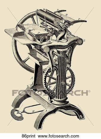 Antique Illustration (wood engraving) of a Job Printing Press, 1858 View Large Illustration Stock Illustration - Antique Illustration (wood engraving) of a Job Printing Press, 1858. Fotosearch