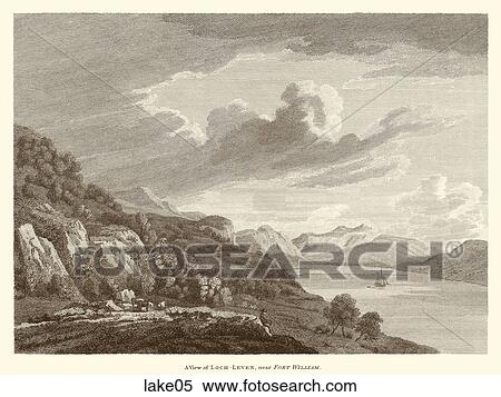 アンティークなイラスト Hand 有色人種 木 Engraving の A 光景 の A 湖 で 山 Chicago Lake Location 岩が多い 山 中に Colorado イラスト Lake05 Fotosearch