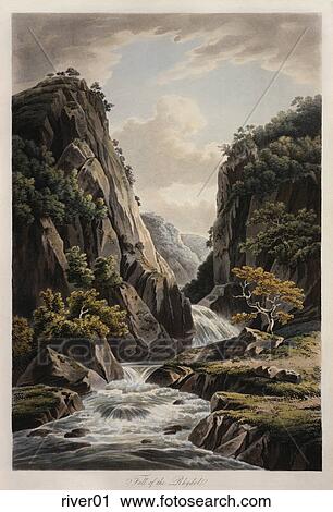 Antique Illustration of a View of Running Stream, "Fall of the Rhydol" View Large Illustration Clip Art - Antique Illustration of a View of Running Stream, "Fall of the Rhydol" . Fotosearch