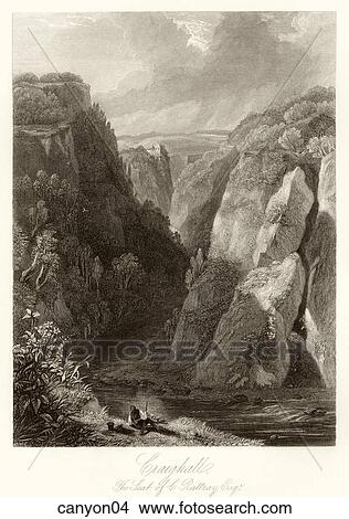 Stock Illustration - landscapes, pictures, canyon, canyons, engravings. Fotosearch