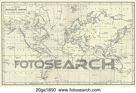 Antique World Map (wood engraving)., c. 1850 View Large Illustration Clipart - Antique World Map (wood engraving)., c. 1850. Fotosearch