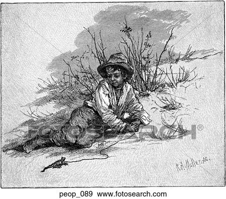 A boy in a field with his pet lizard View Large Illustration Stock Illustration - A boy in a field with his pet lizard. Fotosearch