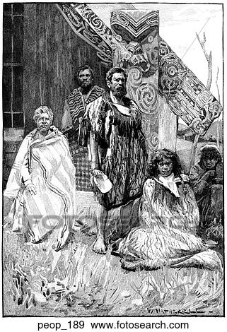 Stock Illustration - A group of Maori tribesmen. Fotosearch