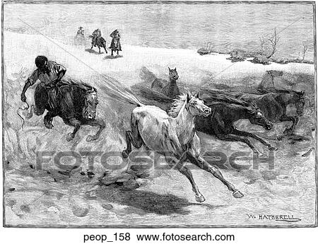 A horse roundup with aborigine riders View Large Illustration Stock Illustration - A horse roundup with aborigine riders. Fotosearch