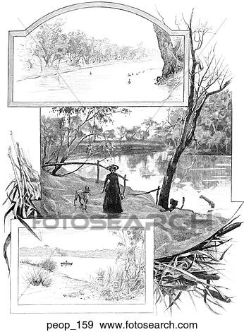 Stock Illustration - A woman walking a dog. Fotosearch