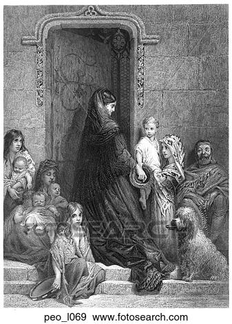 "Alms Giving" from a painting by G. Dore View Large Illustration Stock Illustration - "Alms Giving" from a painting by G. Dore. Fotosearch