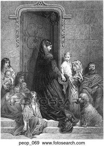"Alms Giving" from a painting by G. Dore View Large Illustration Stock Illustration - "Alms Giving" from a painting by G. Dore. Fotosearch