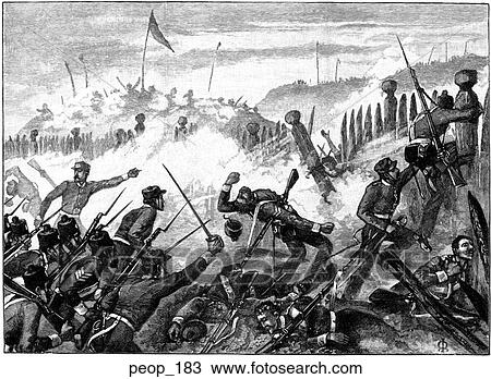 Drawing - Attack on the Maori "Pah" at Rangiriri. Fotosearch