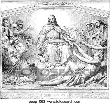 "Christus Consolator" from the painting by Ary Acheffer View Large Illustration Drawing - "Christus Consolator" from the painting by Ary Acheffer. Fotosearch
