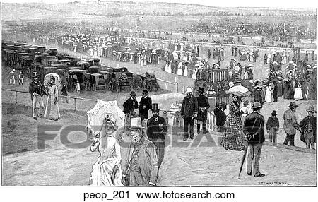 Crowd scene - Melbourne, Australia race track on cup day View Large Illustration Clip Art - Crowd scene - Melbourne, Australia race track on cup day. Fotosearch