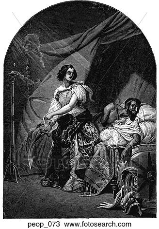 "Judith and Holofernes" from painting by Horace Vernet View Large Illustration Drawing - "Judith and Holofernes" from painting by Horace Vernet. Fotosearch