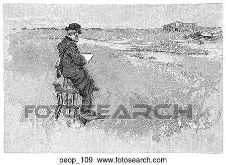 Man painting a picture View Large Illustration Stock Illustration - Man painting a picture. Fotosearch