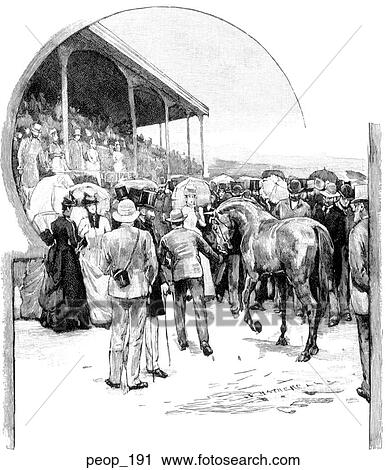 Melbourne racetrack scene: leading the winning horse to be decorated View Large Illustration Clip Art - Melbourne racetrack scene: leading the winning horse to be decorated. Fotosearch