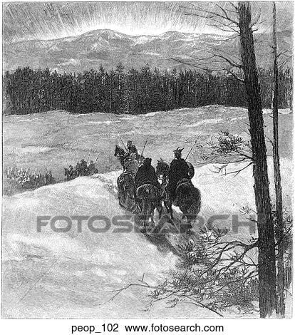 Drawing - Men on horseback with spears. Fotosearch