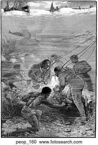 Clipart - Pearl divers at work. Fotosearch