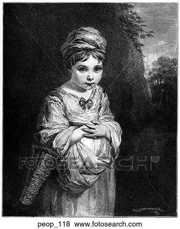 Stock Illustration - Portrait - A girl in a hat. Fotosearch
