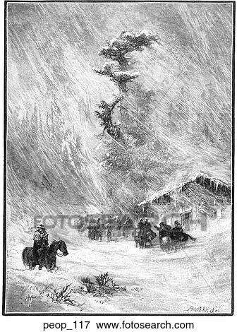 Stock Illustration - Soldiers in a blizzard. Fotosearch