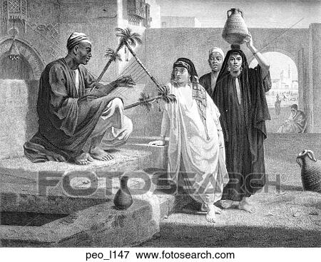 Stock Illustration - "Song of the Nubian Slave" from the picture by W. Roffe. Fotosearch