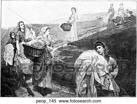 "The Linen Gatherers" from the picture by Val Prinsep View Large Illustration Stock Illustration - "The Linen Gatherers" from the picture by Val Prinsep. Fotosearch