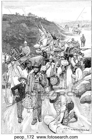 The Melbourne, Australia gold rush View Large Illustration Drawing - The Melbourne, Australia gold rush. Fotosearch