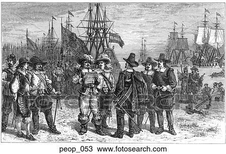 Drawing - The Surrender of Jamestown, Virginia (1652). Fotosearch