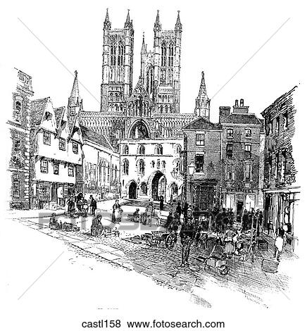 財務省 ゲート 西に前部 の リンカーンのカテドラル イギリス イラスト Castl158 Fotosearch