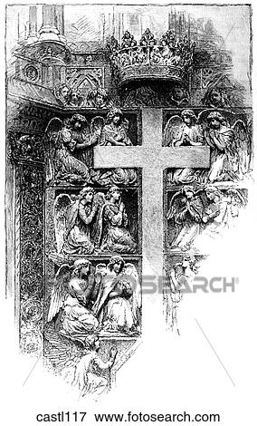 Stock Illustration - Adoration of the Cross by Angels, St. Thomas`s Church, New York. Fotosearch