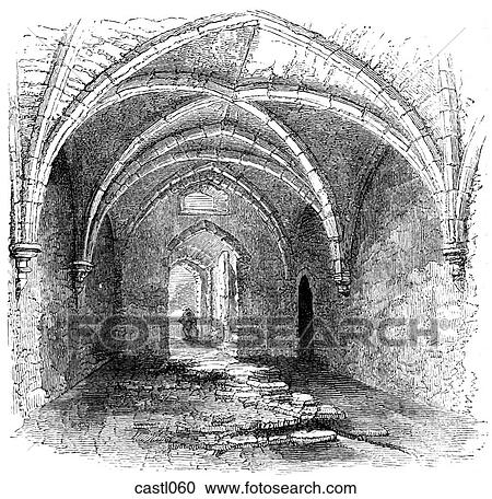 Arched Chamber under Chepstow Castle, Wales View Large Illustration Clipart - Arched Chamber under Chepstow Castle, Wales. Fotosearch