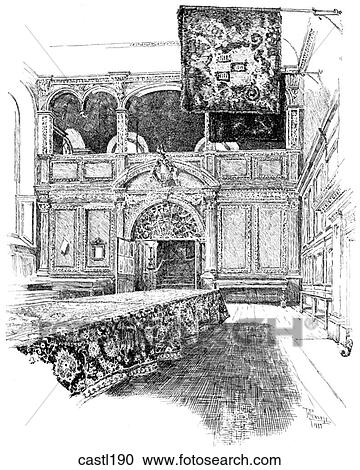 Banquet Hall in the Hall of Girdlers, London, England View Large Illustration Clipart - Banquet Hall in the Hall of Girdlers, London, England. Fotosearch