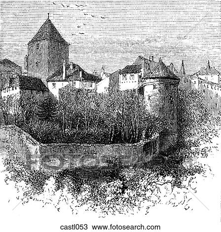 Black Tower and Daliborka, Prague View Large Illustration Drawing - Black Tower and Daliborka, Prague. Fotosearch