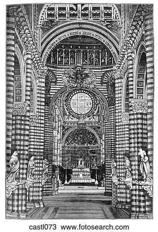 Cathedral High Altar, Siena, Italy View Large Illustration Drawing - Cathedral High Altar, Siena, Italy. Fotosearch