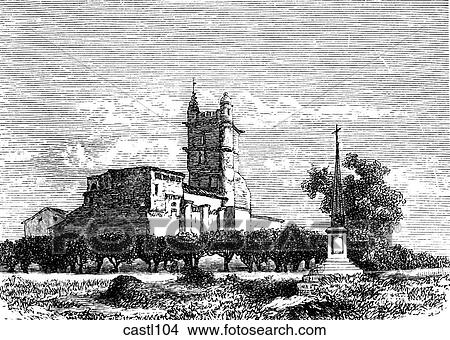 Stock Illustration - Church at Frontignan, France. Fotosearch