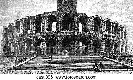 Coliseum at Arles, France View Large Illustration Stock Illustration - Coliseum at Arles, France. Fotosearch
