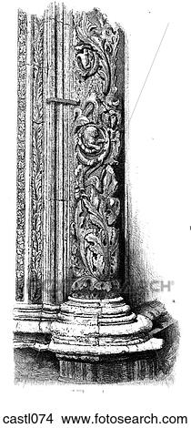 Stock Illustration - Columns at the Entrance of the Cathedral, Siena, Italy. Fotosearch