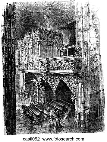 Emperor`s Oratory, Cathedral of St. Vitus, Prague View Large Illustration Drawing - Emperor`s Oratory, Cathedral of St. Vitus, Prague. Fotosearch