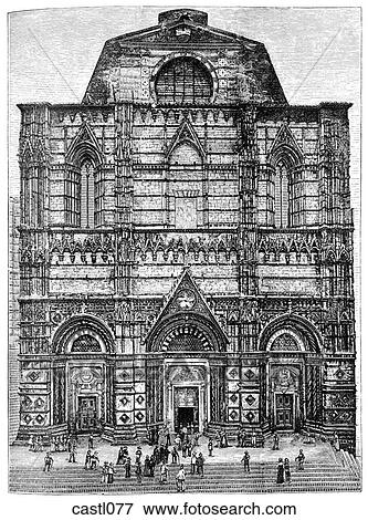 Facade of the Baptistry, Siena, Italy View Large Illustration Stock Illustration - Facade of the Baptistry, Siena, Italy. Fotosearch