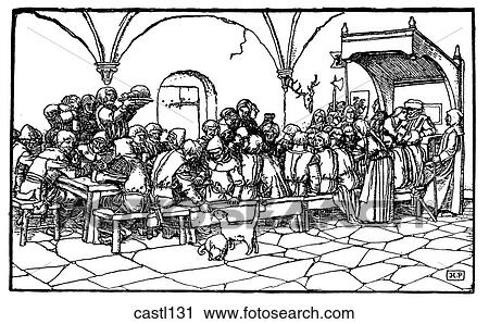 Clip Art - Feast at a Baron`s Keep. Illustration by Howard Pyle. Fotosearch